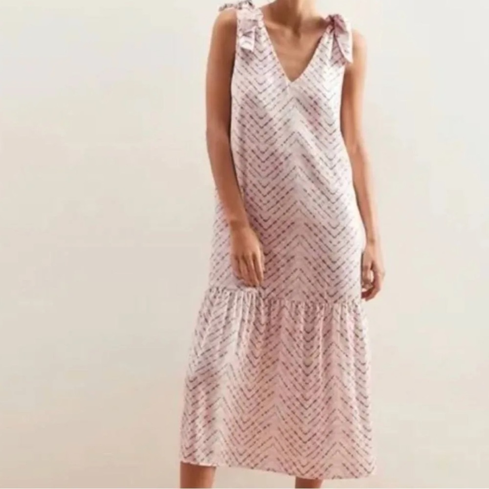 NWT Banana Republic pink/gray drop waist midi dress